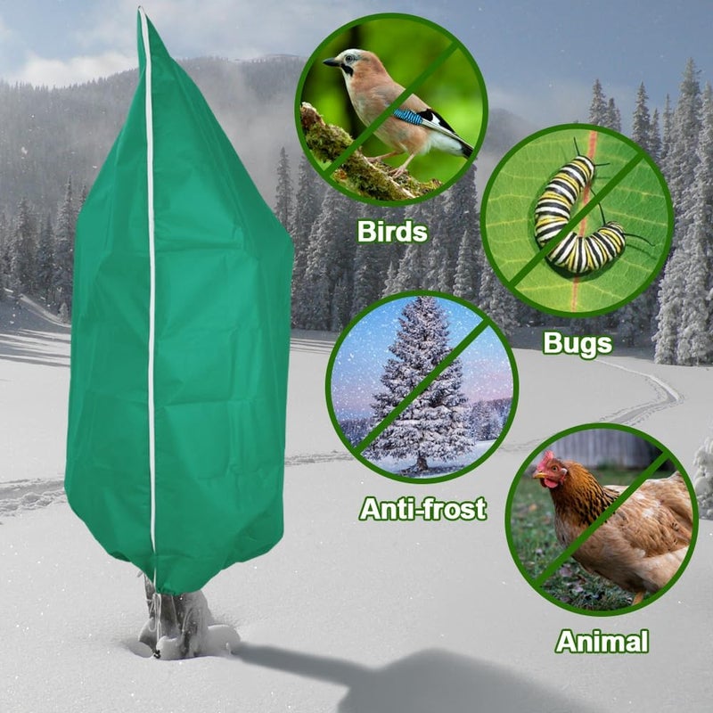 Sprthrd 2 Pack Winter Plant Covers with Zipper & Drawstring, 31.5"×47.2" Frost Protection Bags for Outdoor Potted Plants, Trees & Shrubs - Reusable Freeze Protection Jackets - Image 3
